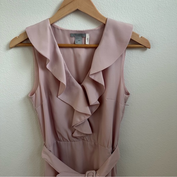 H&M light pink rose formal dress with belt and ruffle - Picture 3 of 7